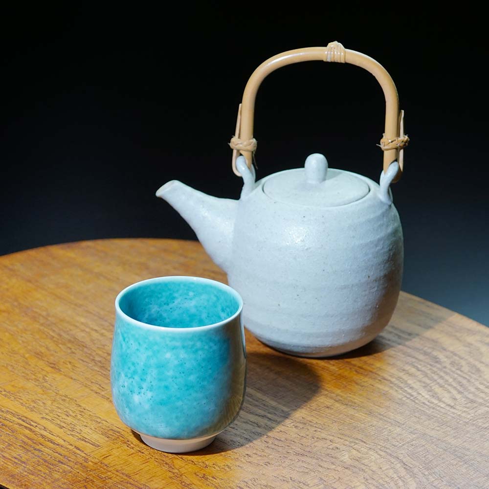 緑寿祝いのギフト 湯呑み 翡翠鈞窯