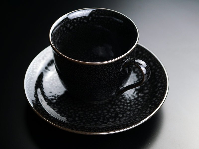【有田焼】広口コーヒーカップ 銀油滴天目