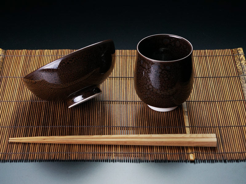 【有田焼】睦揃（夫婦茶碗セット）龍鱗油滴天目