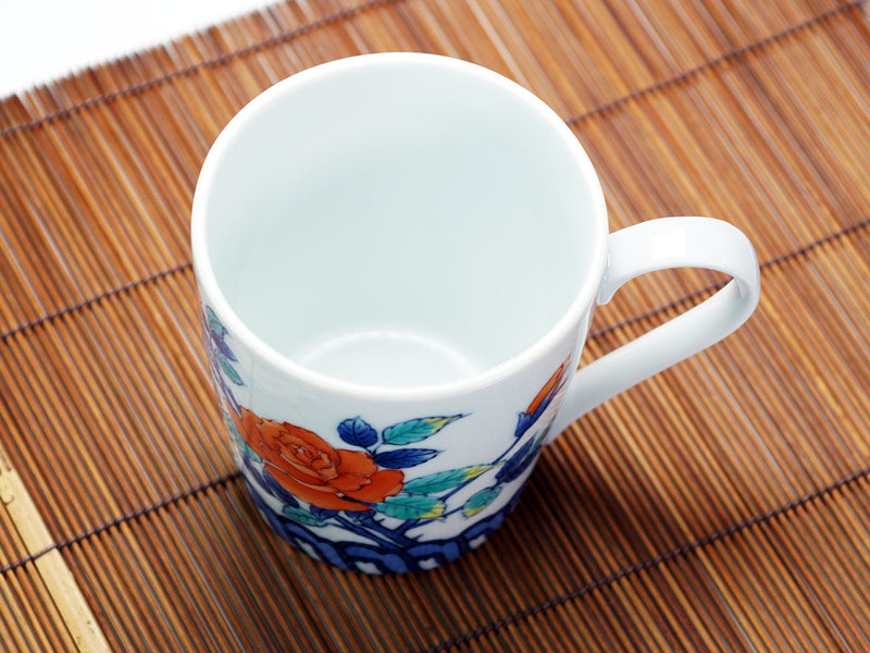 【有田焼】マグカップ 染錦薔薇図