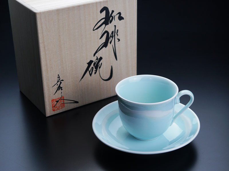 【有田焼】広口コーヒーカップ 月白釉の写真1