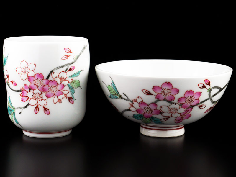 咲き誇る一瞬の永遠 湯呑茶碗セット 色絵桜の写真3