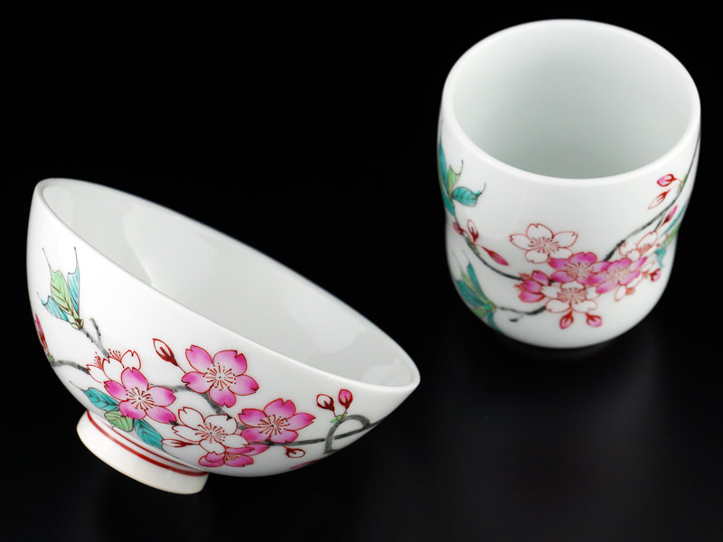 咲き誇る一瞬の永遠 湯呑茶碗セット 色絵桜の写真4
