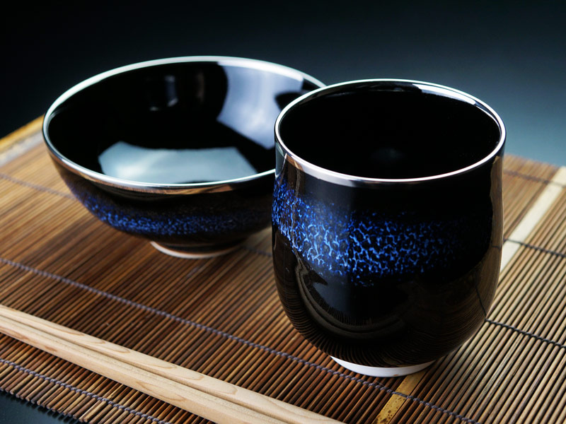 永久に煌めく白金【有田焼】湯呑茶碗セット 青き明星 月光