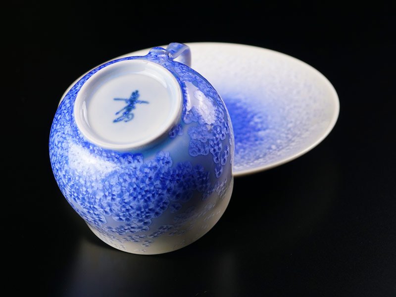 【有田焼】丸コーヒーカップ 藍染水滴の写真2