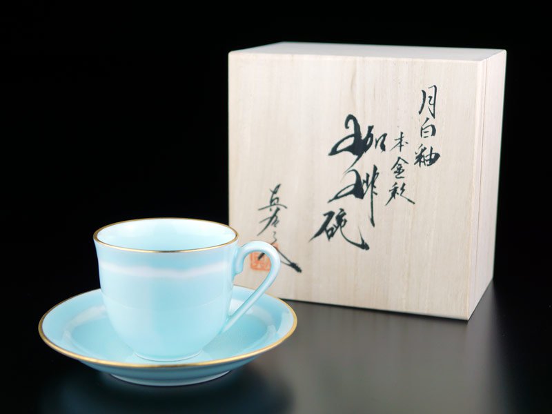【有田焼】広口コーヒーカップ 月白釉本金彩の写真1