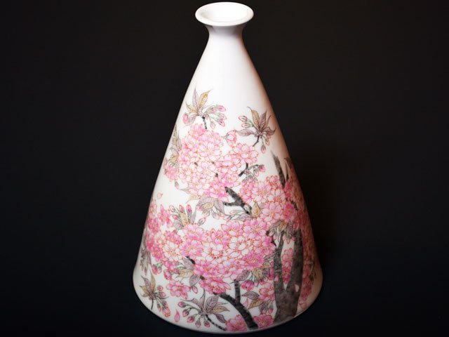 【有田焼】花瓶 色絵桜