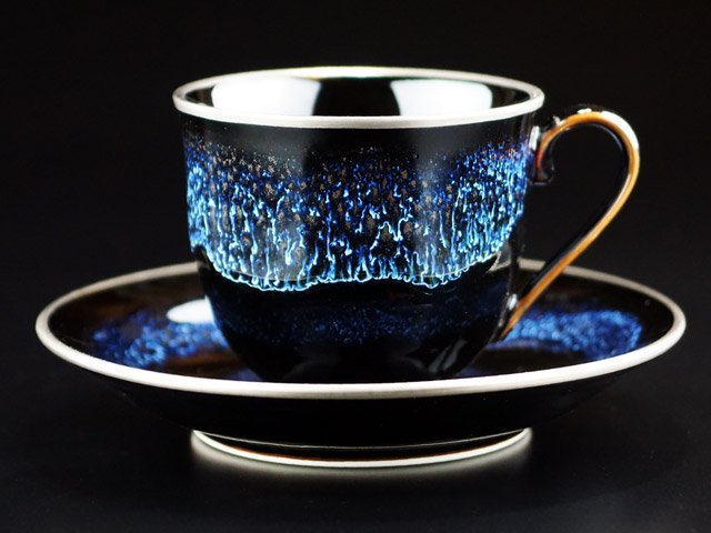 煌々と光る宇宙の白銀 珈琲茶碗 青き明星"月光"の写真2