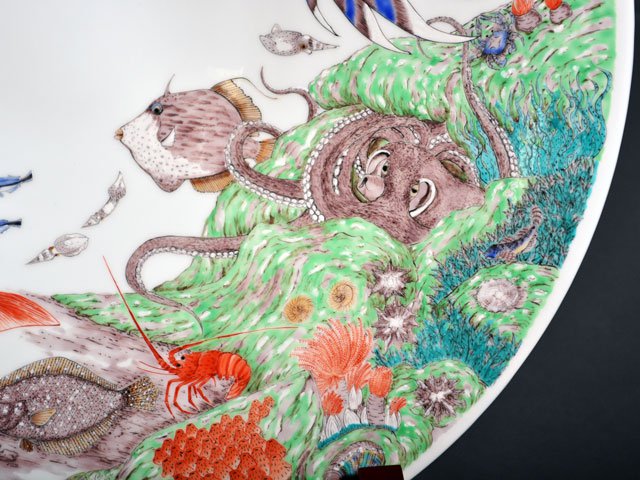 有田焼】飾絵皿（大）色絵魚紋 - JTOPIA