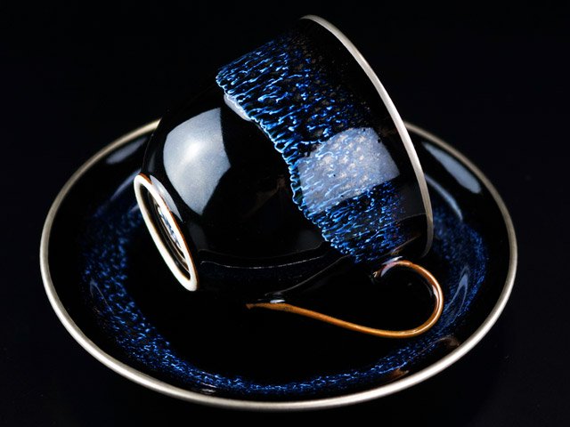 煌々と光る宇宙の白銀 珈琲茶碗 青き明星"月光"の商品紹介写真3